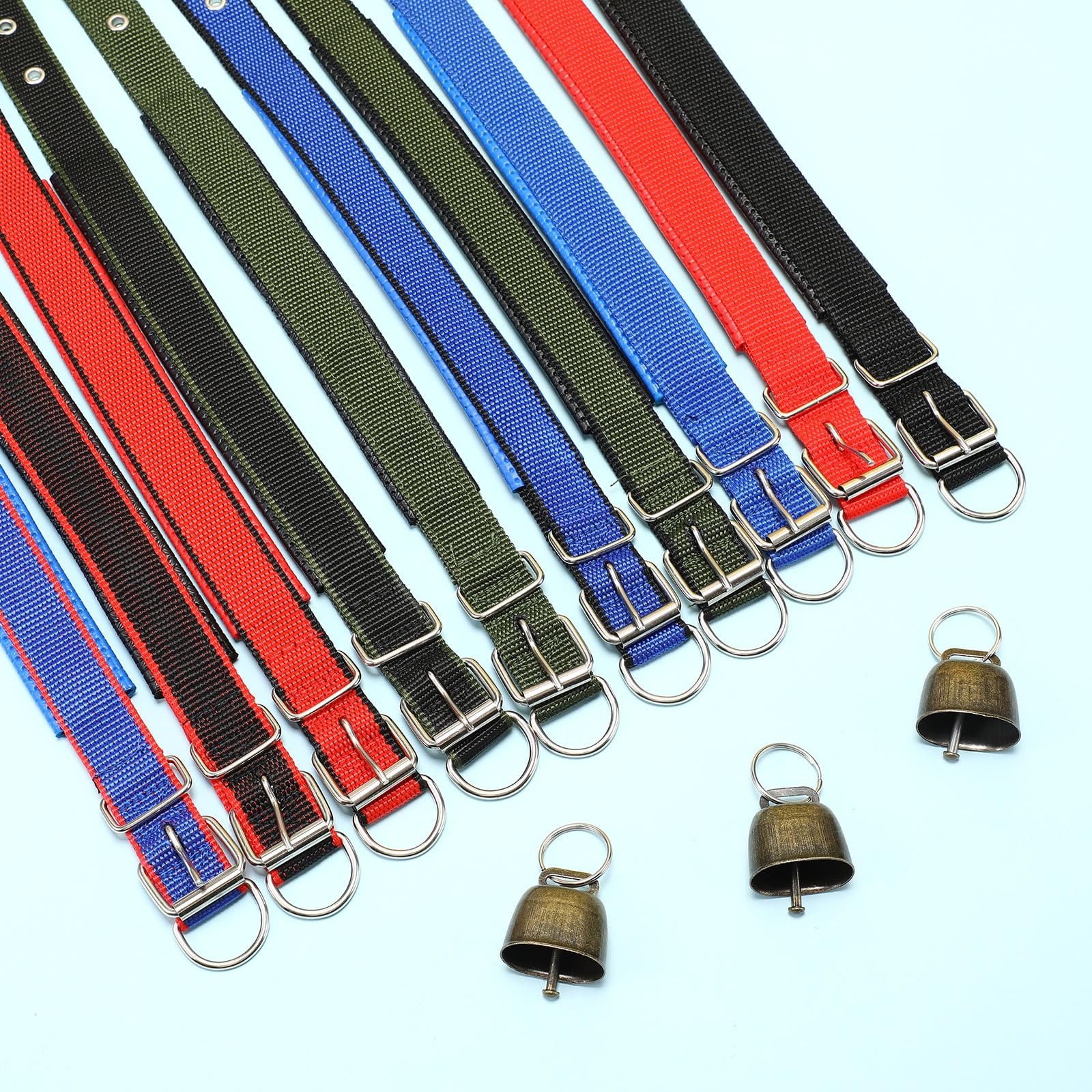 10 Sets Adjustable Small Goat Collars with Bells Cow Horse Sheep Copper Bronz…