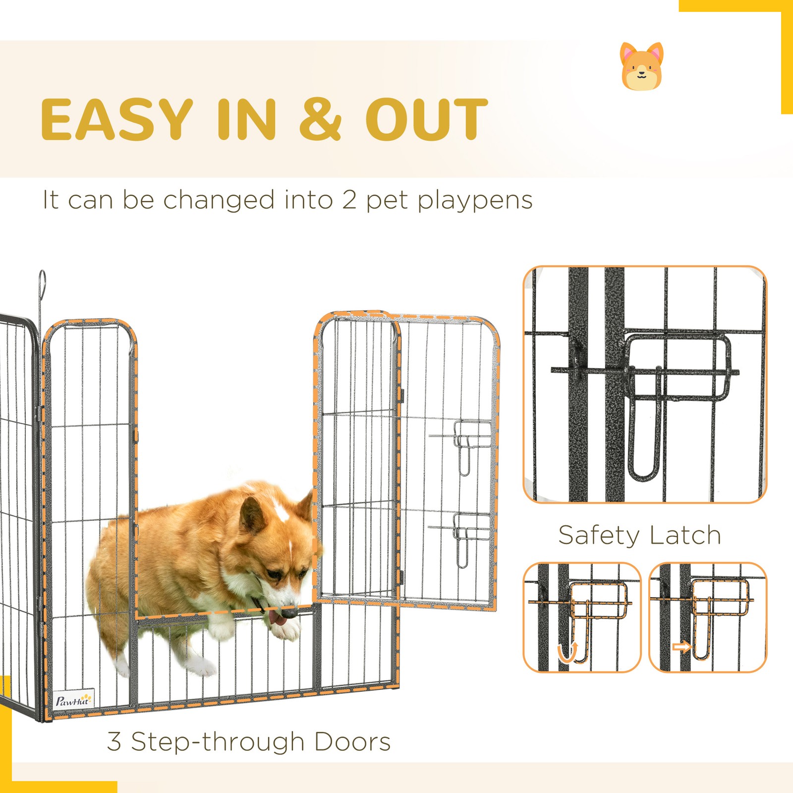 24 Panel 32 Inch Dog Playpen for Small and Medium Dogs with Lockable Door