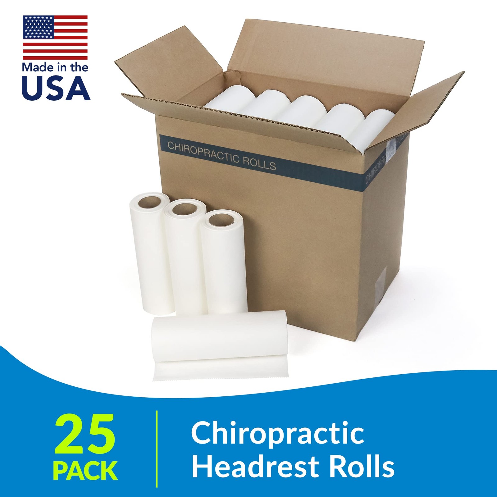 Avalon Single-Use Chiropractic Headrest Paper Roll White 8.5” x 225’ Pack of 25