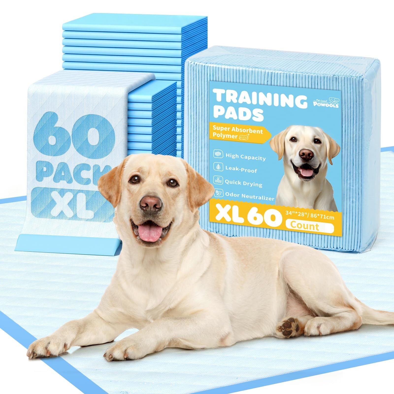 Powools Puppy Pads – XL 34” x 28” Dog Training Pads with Fast Absorb Core &…