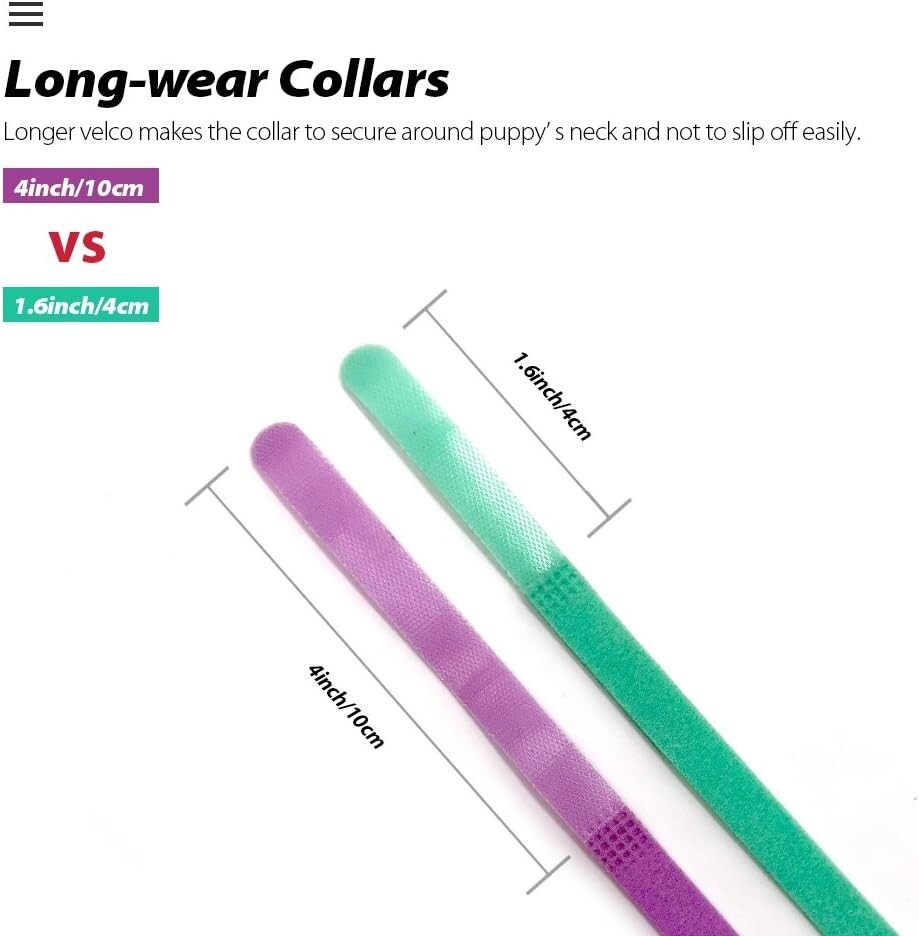Adjustable Puppy Whelping Collars – 30 Soft ID Bands for Puppies and Kittens