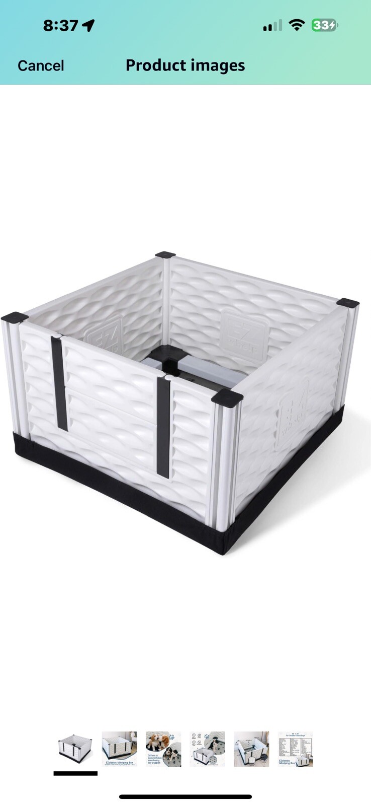 EZwhelp EZclassic 28″x28″ Puppy Dog Whelping Box w/Rails & Liner, Gray(Open Box)