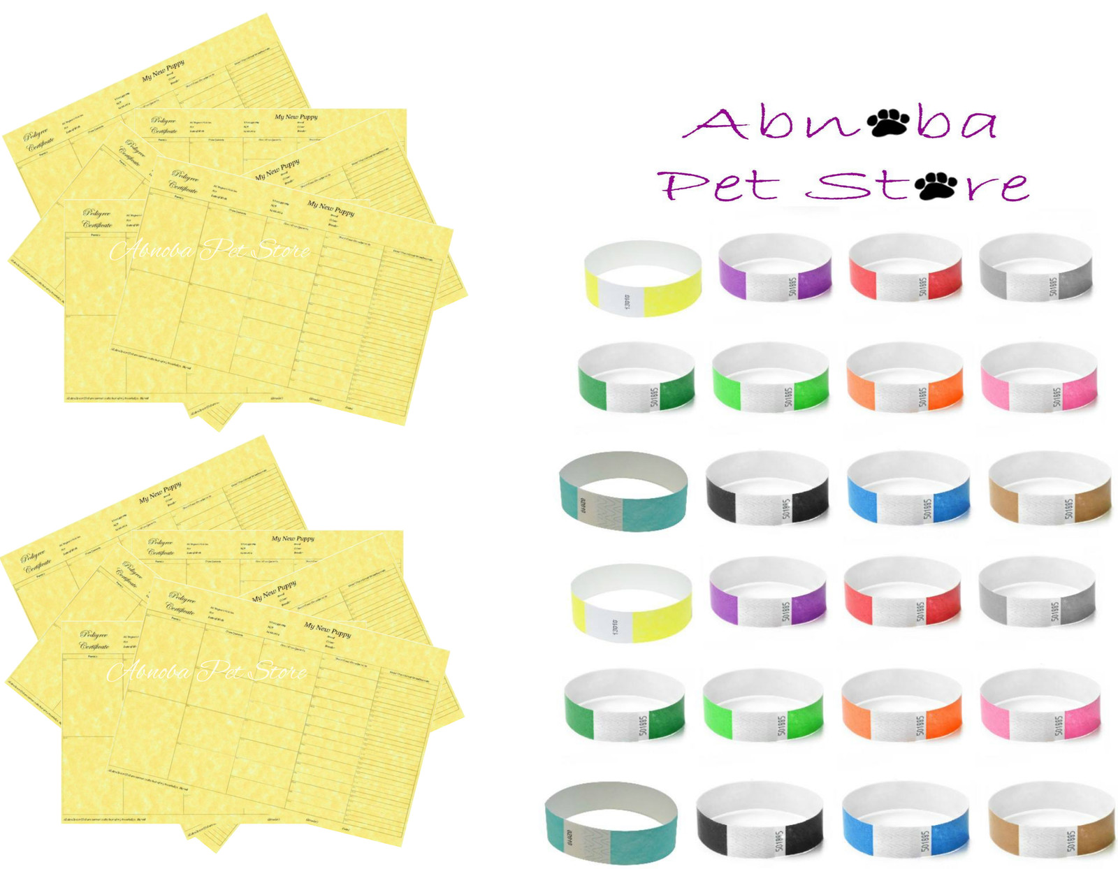 12 – 5 Generation Pedigree Forms Quality Certificates Puppy Breeder & ID Collars