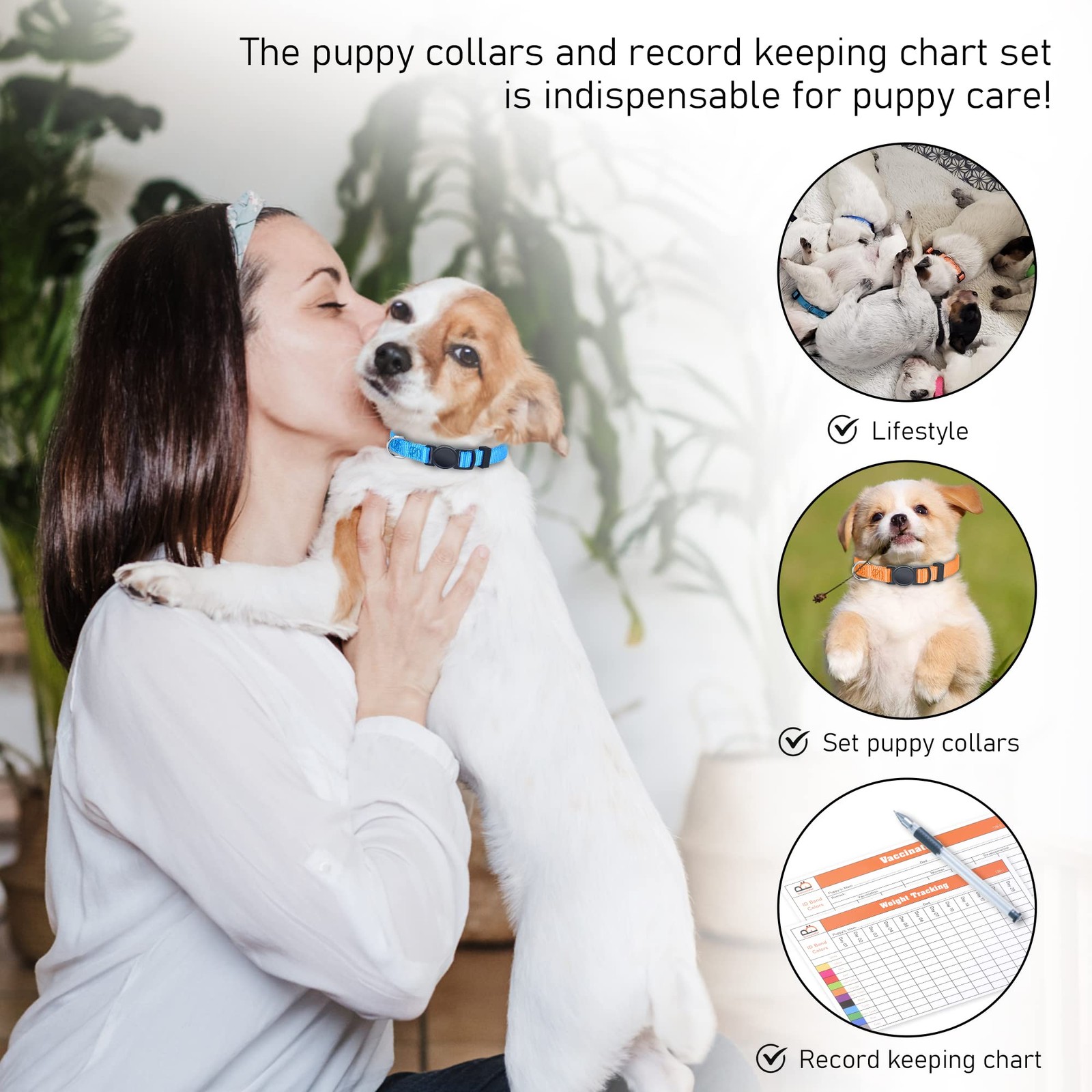 Puppy ID Collars – Super Soft Nylon Whelping Set – Adjustable Breakaway Litter f