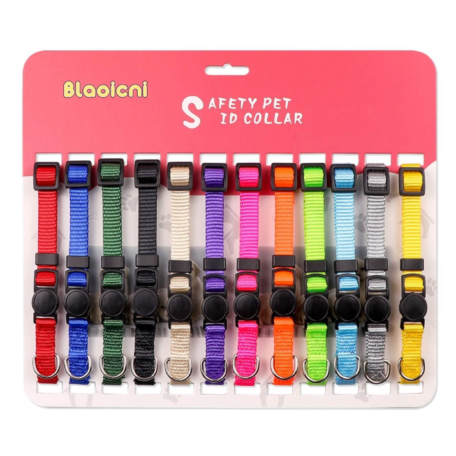 Nylon Adjustable Breakaway Litter Collars for Newborn Pets Dogs Cats, 12 Pack