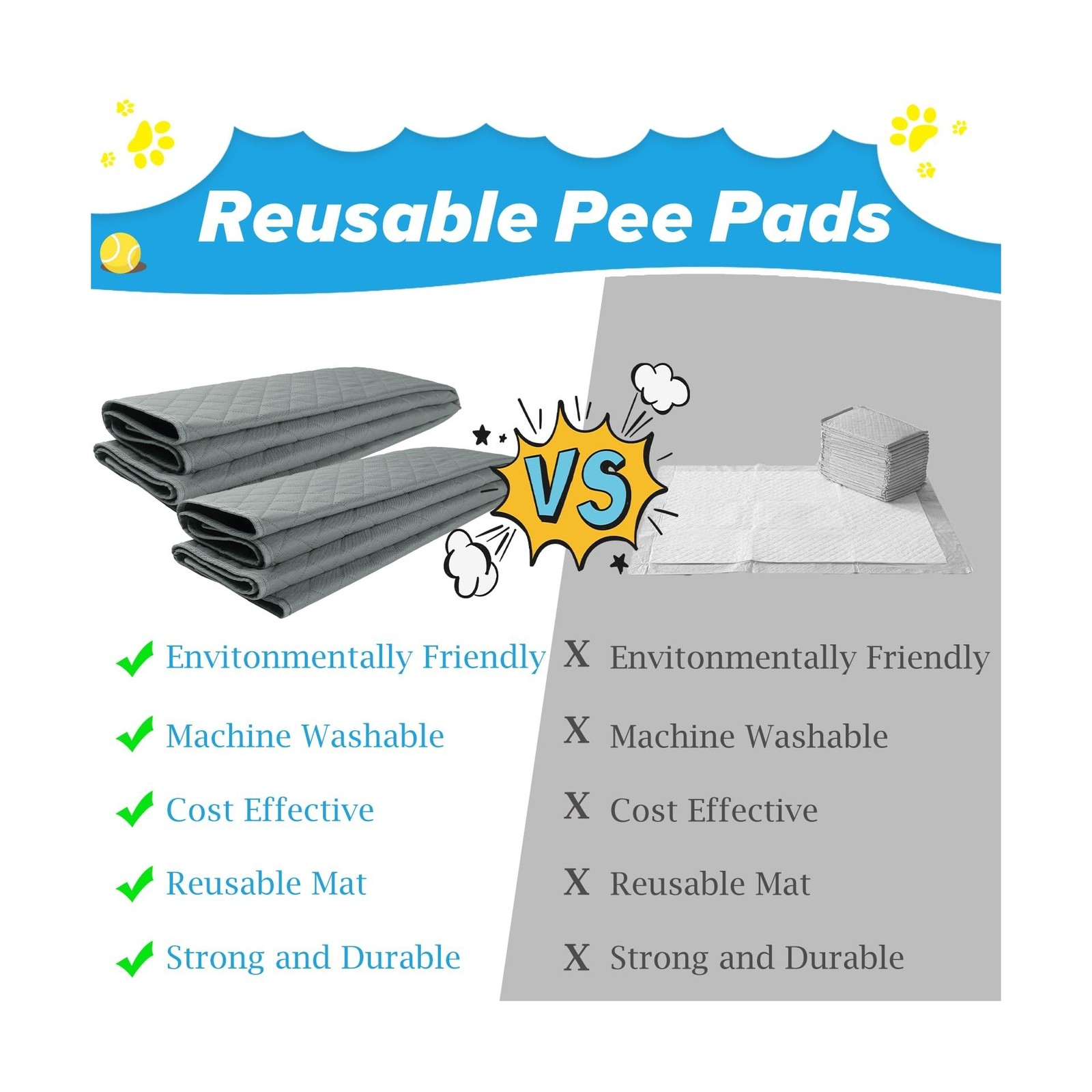 Washable Pee Pads for Dogs 48″x48″ Reusable Puppy Pad Pet Train… FAST USA SHIP