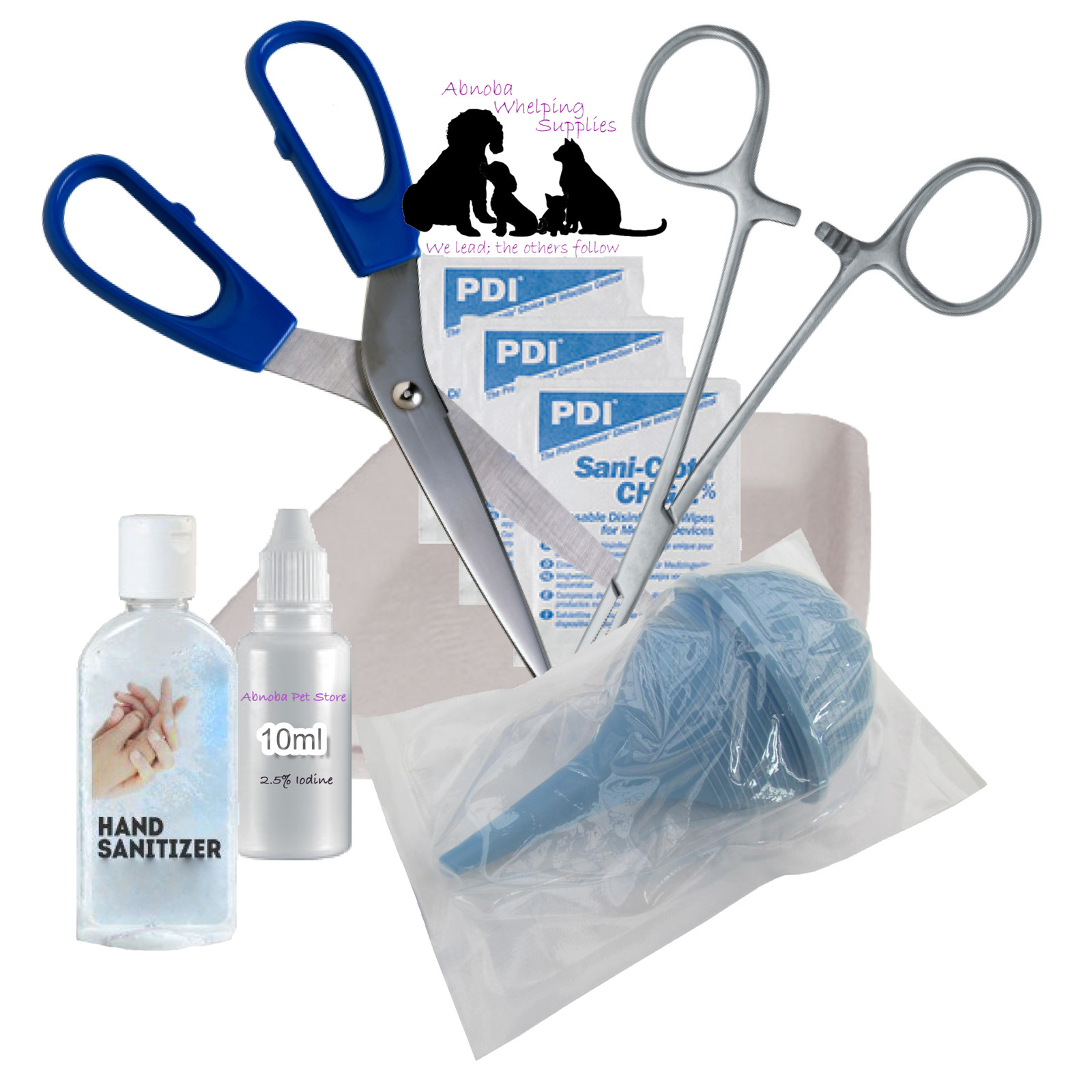 Alpha Dog Abnoba Basic puppy Whelping Kit Welping Guide Sterile Aspirator Iodine