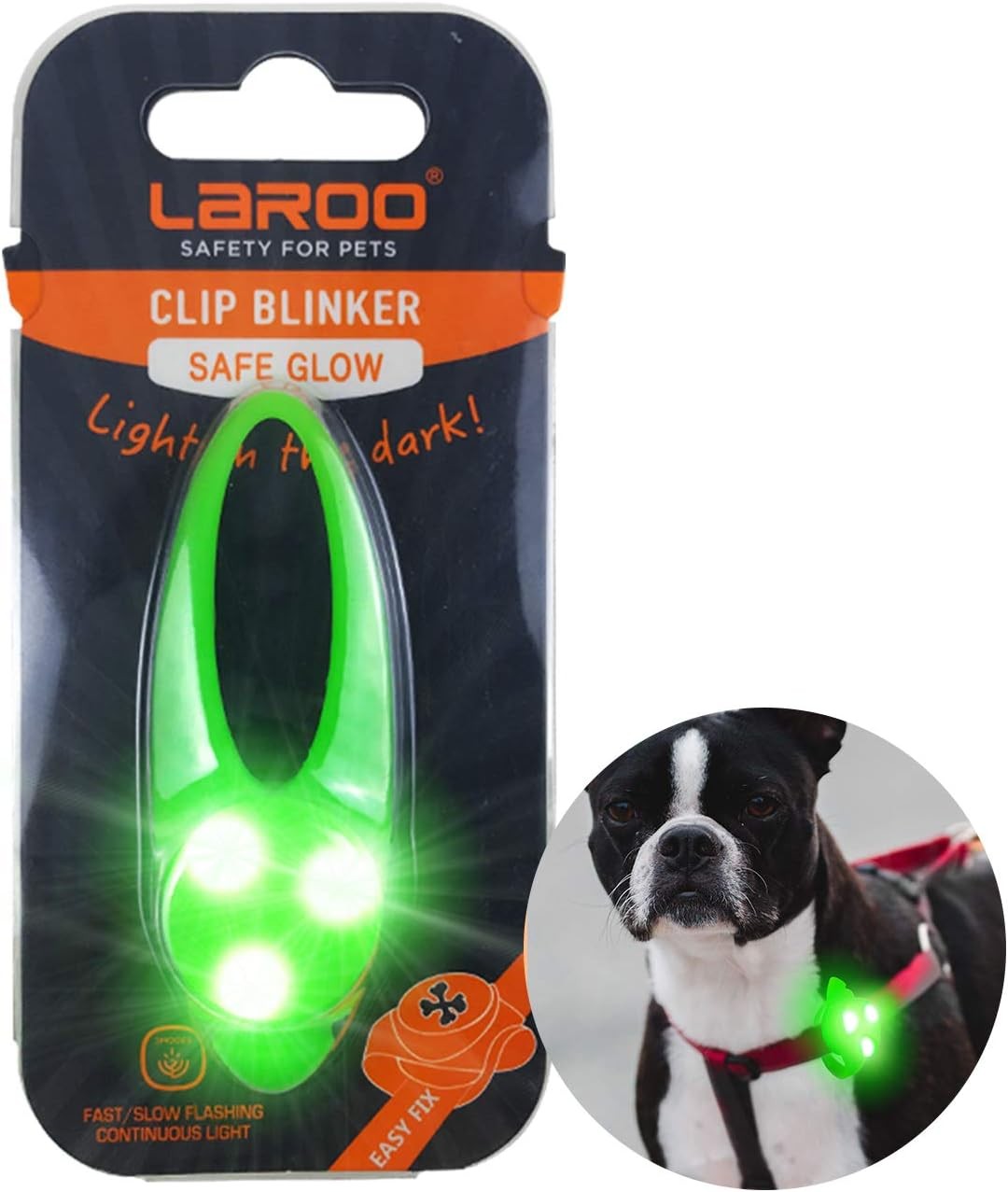 LaRoo Dog Lights for Night Walking, LED Collar 1th Gen, Green-A
