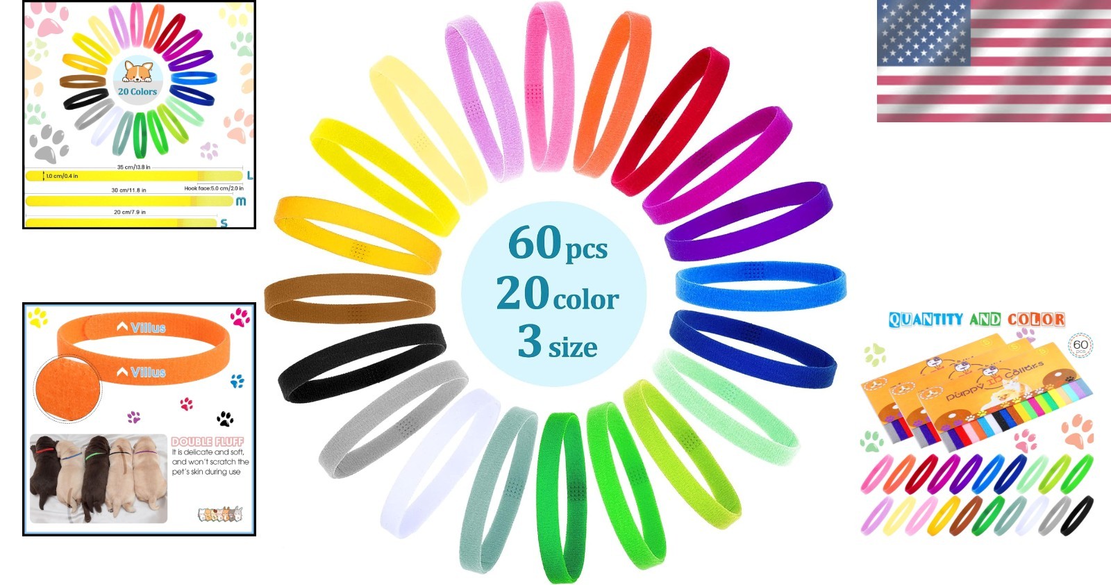 60-Piece Puppy Whelping Collars Set – Small Breeds
