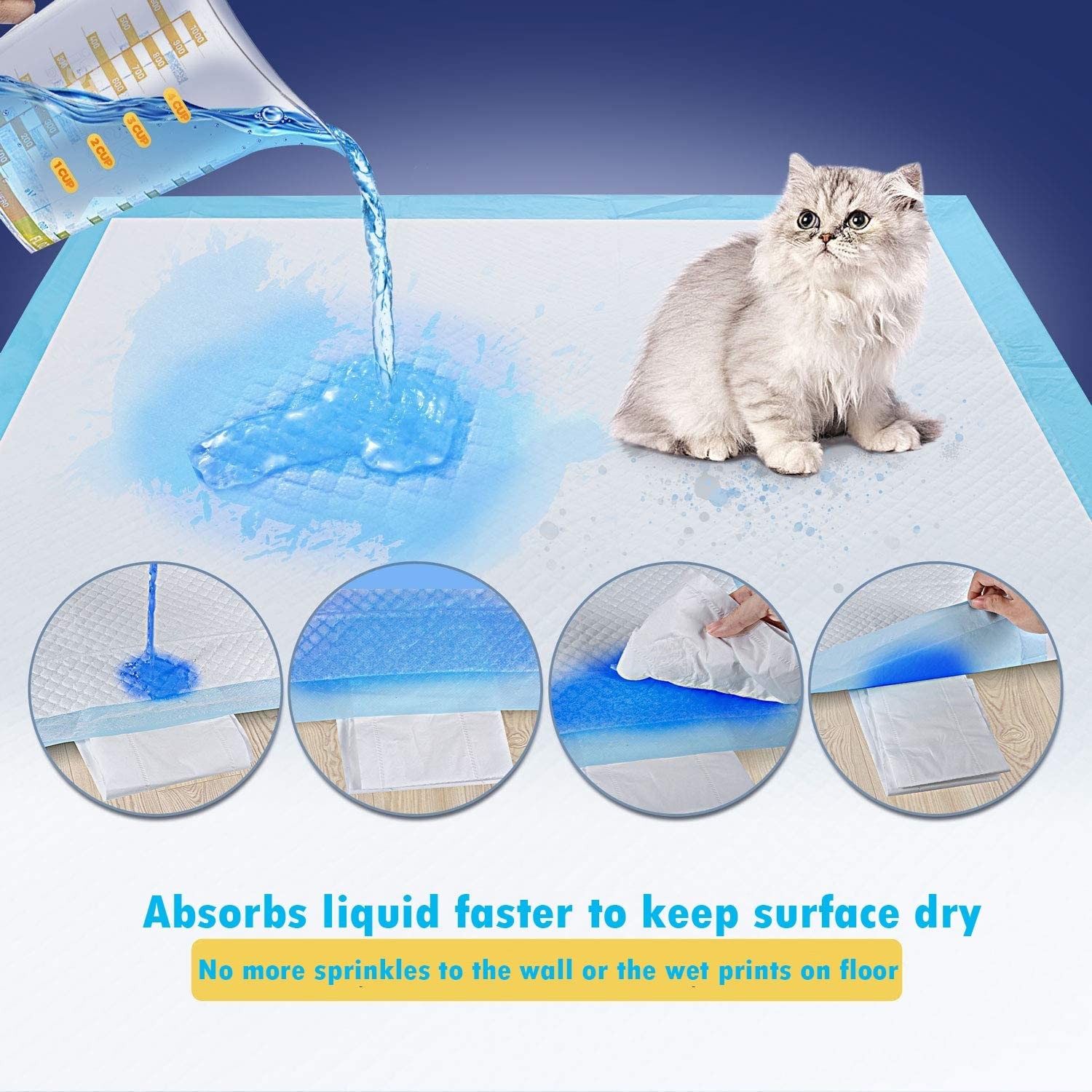 Dog and Puppy Pee Pads 50-Count Disposable Pet Pad 28×34 inch X-Large Waterpr…