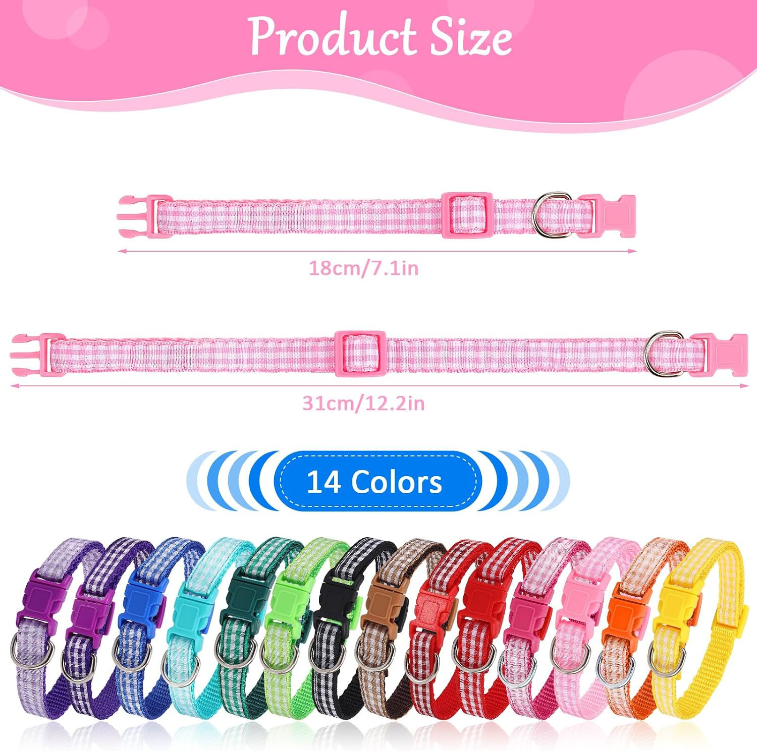 14Pcs Puppy Collars for Litter Adjustable Whelping Puppy Collars Soft Nylon Id C