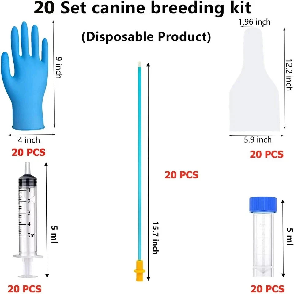 20 Set AI Artificial Insemination Dog Breeding Kit, Canine Breeding Kit, Dog Ins