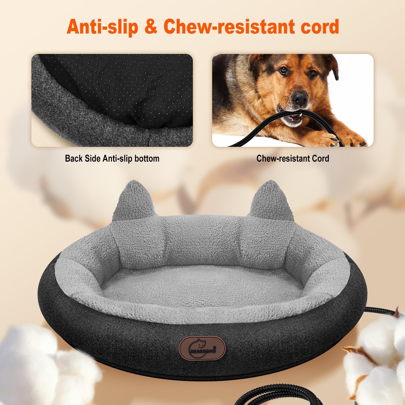 Heated Cat Bed for Small Size Cats, Heated Pet Bed with Timer & Temp Adjustab…
