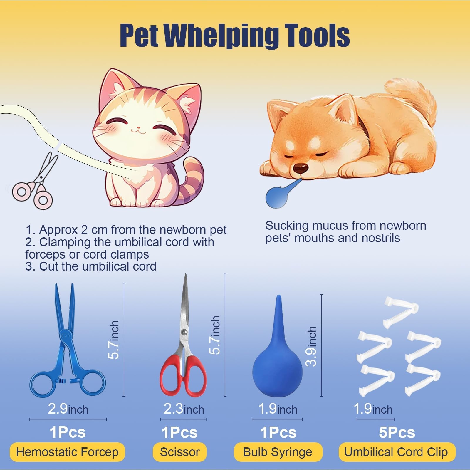 Complete Puppy & Kitten Whelping Kit – Feeding Bottle, Stethoscope, Scissors, Cl