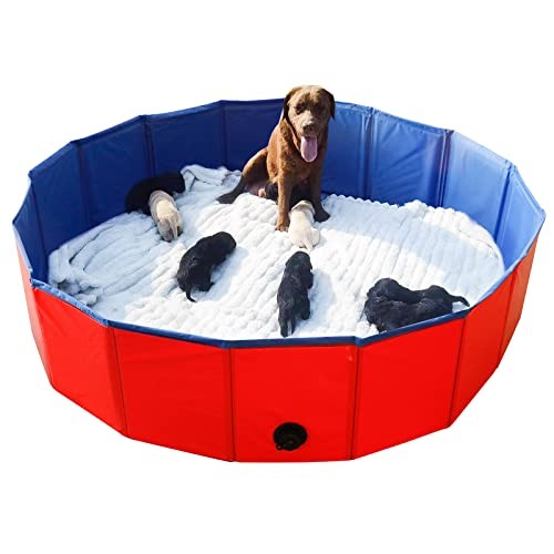 Whelping Pen for Dogs,Whelping Box for Dogs 63inch Dia.x12inch H(160x30cm) Red