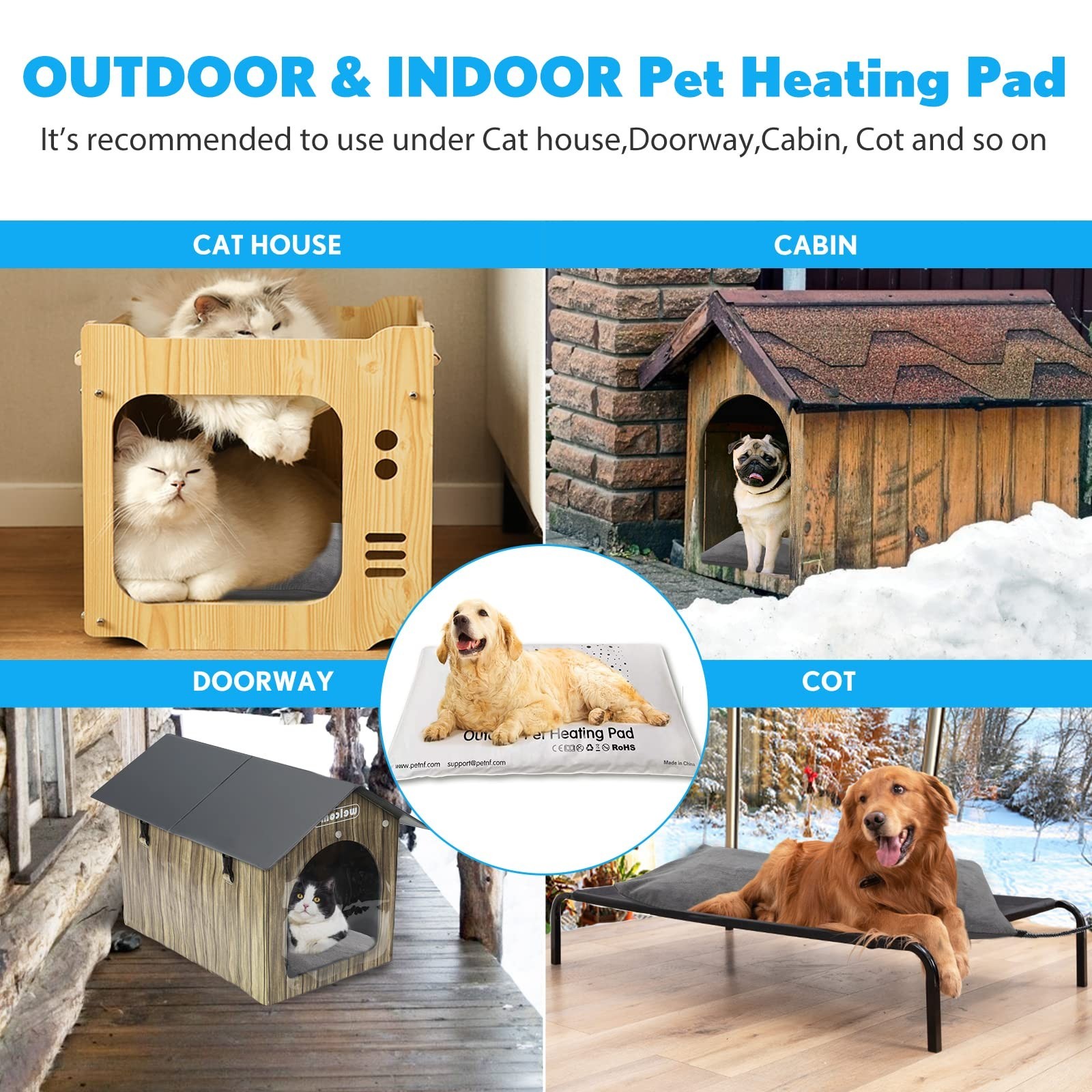 PETNF Outdoor Heated Pet Bed with Waterproof Cover,Pet Heating Pads for Dog,S…