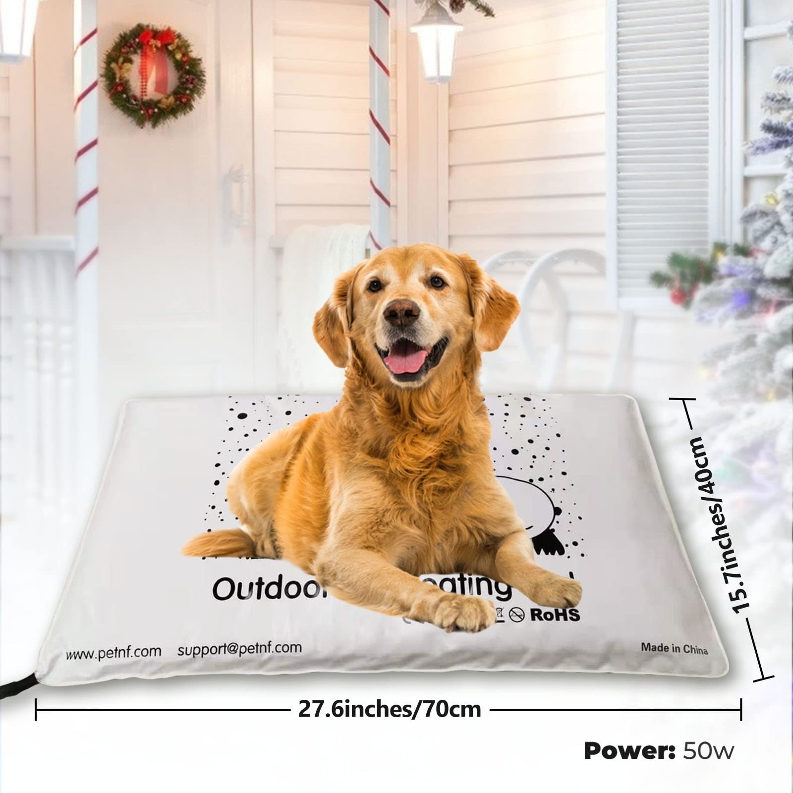 PETNF Outdoor Heated Pet Bed with Waterproof Cover,Pet Heating Pads for Dog,S…