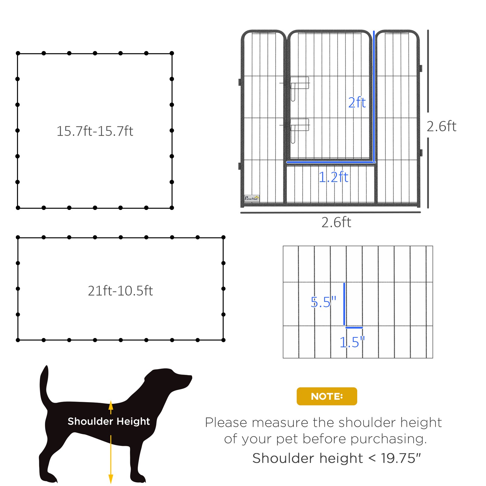 24 Panel 32 Inch Dog Playpen for Small and Medium Dogs with Lockable Door