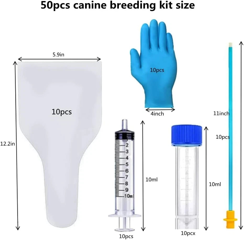 50 Pieces of Set AI Artificial Insemination Dog Breeding Kit, Disposable Canine