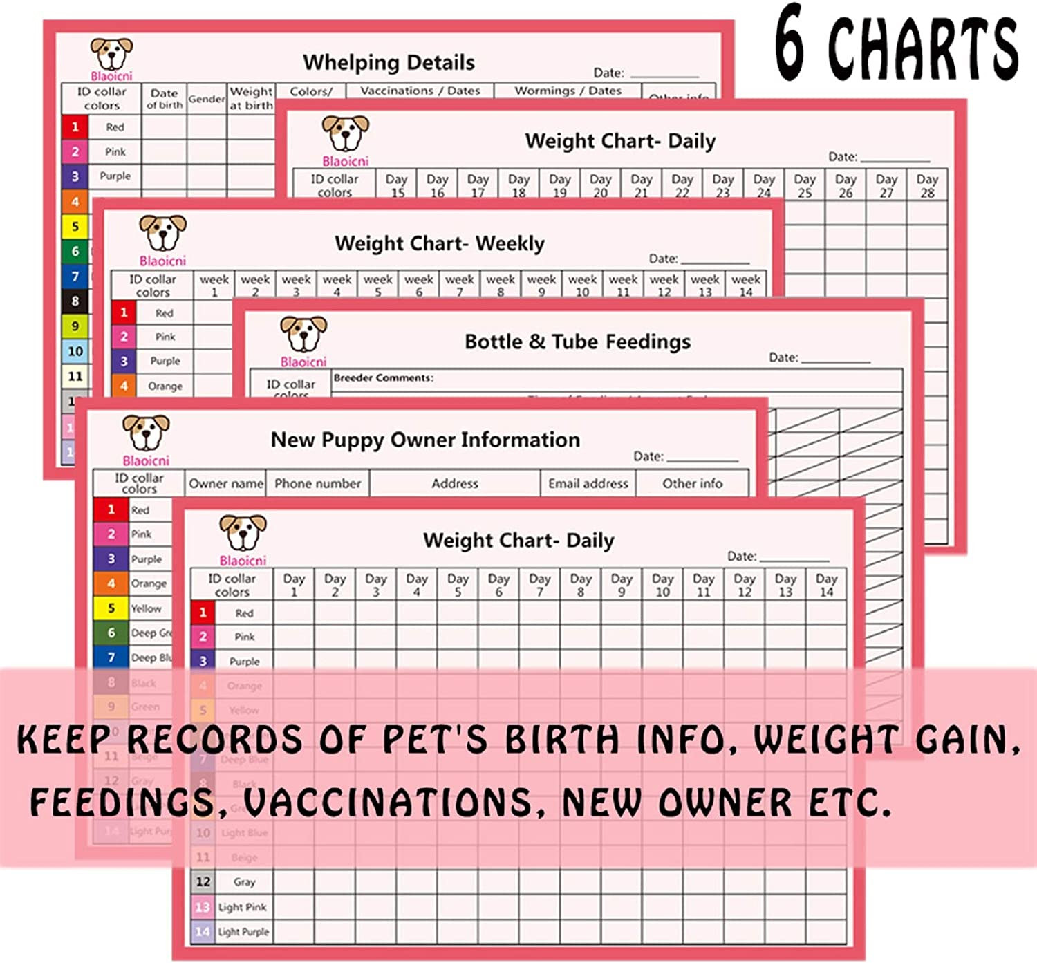 Puppy ID Collar Identification Soft Nylon Adjustable Breakaway Safety Whelping