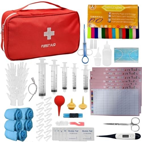 Whelping Kit for Puppies & Kittens – 77-Piece Birthing Essentials & Feeding Supp