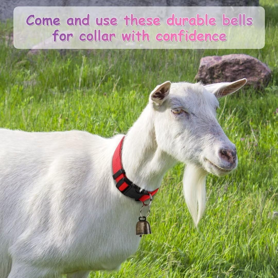 5 Pack Goat Collars with Bells Horse Sheep Grazing Cow Bells Adjustable Nylon