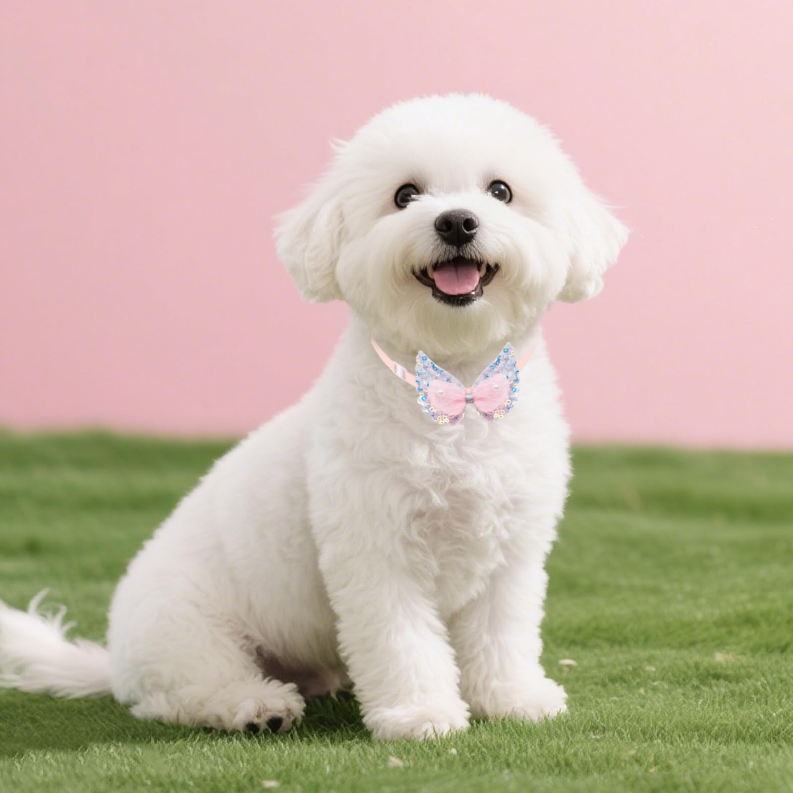 20Pcs Lace Pearl Dog Collars, Adjustable Butterfly Bowtie Pet Collars for Sma…