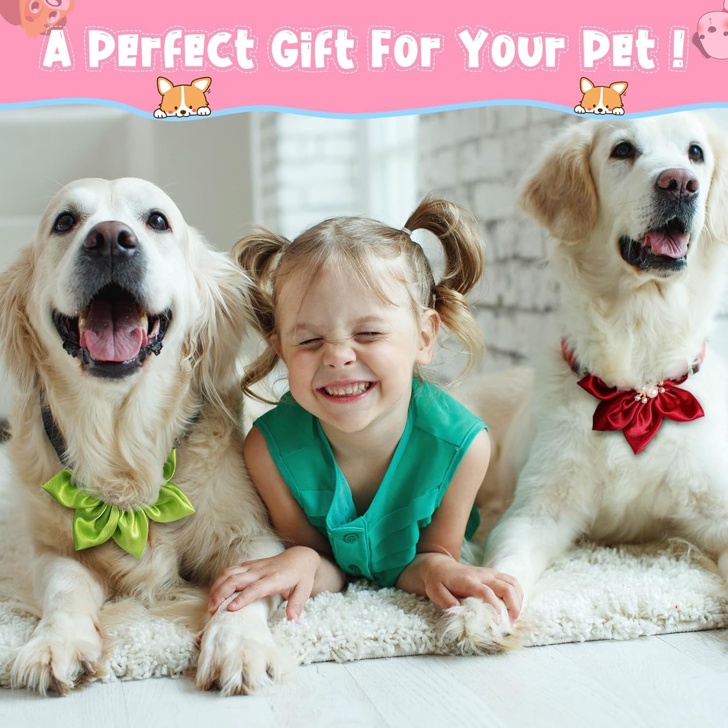 Reginary 20 Pcs Dog Collar Flowers, Pet Flower Bow Ties Multi multicolor