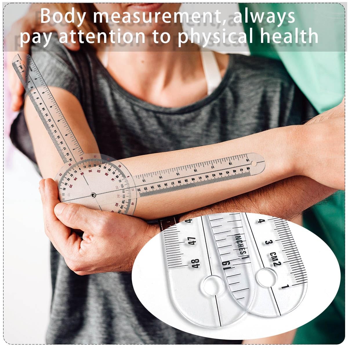 Goniometer 12 inch, Transparent Orthopedic Angle Ruler Plastic Goniometer, 360