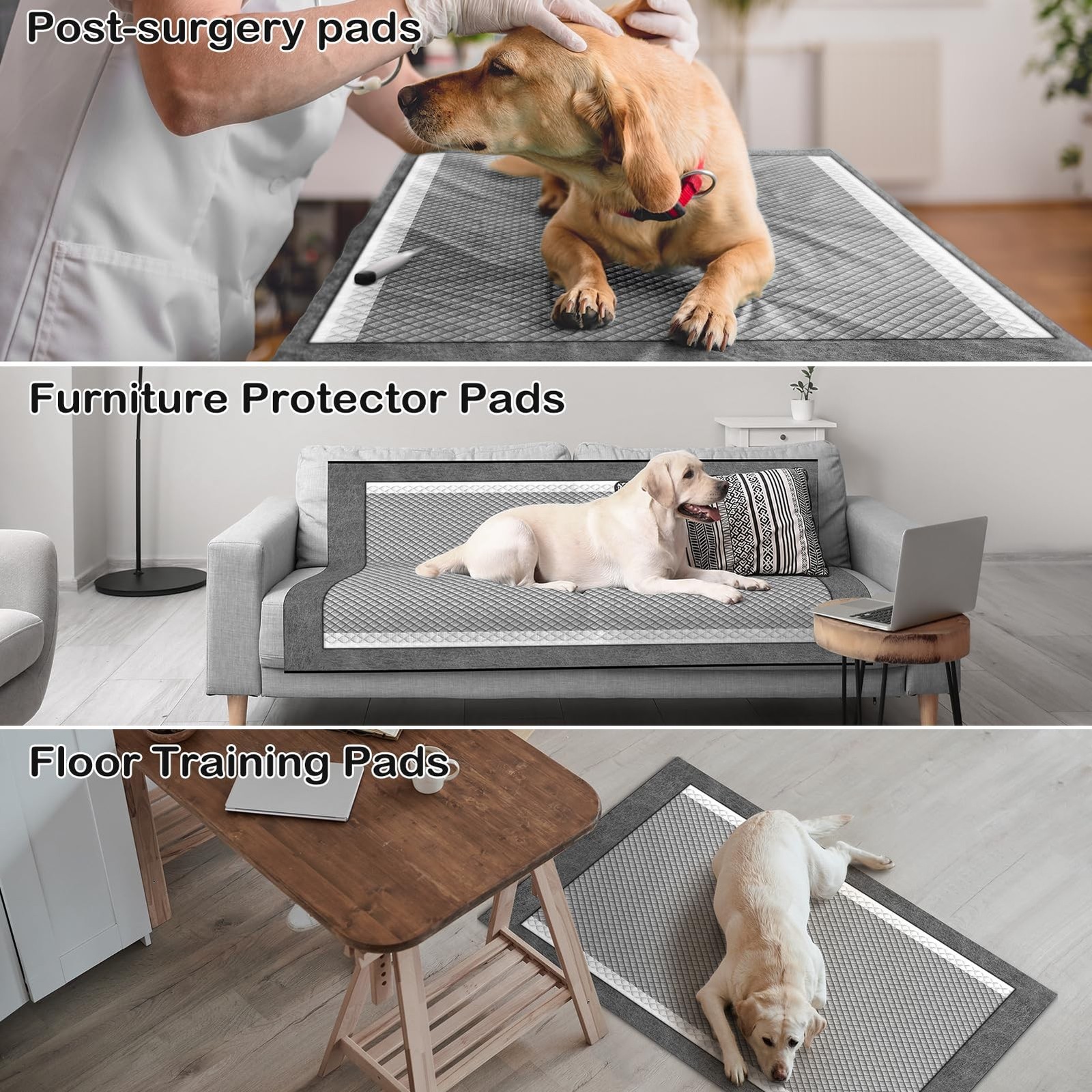 MIZOK Dog Pads 30”x36” XXL Extra Large, Charcoal Pee Pads for Dogs,