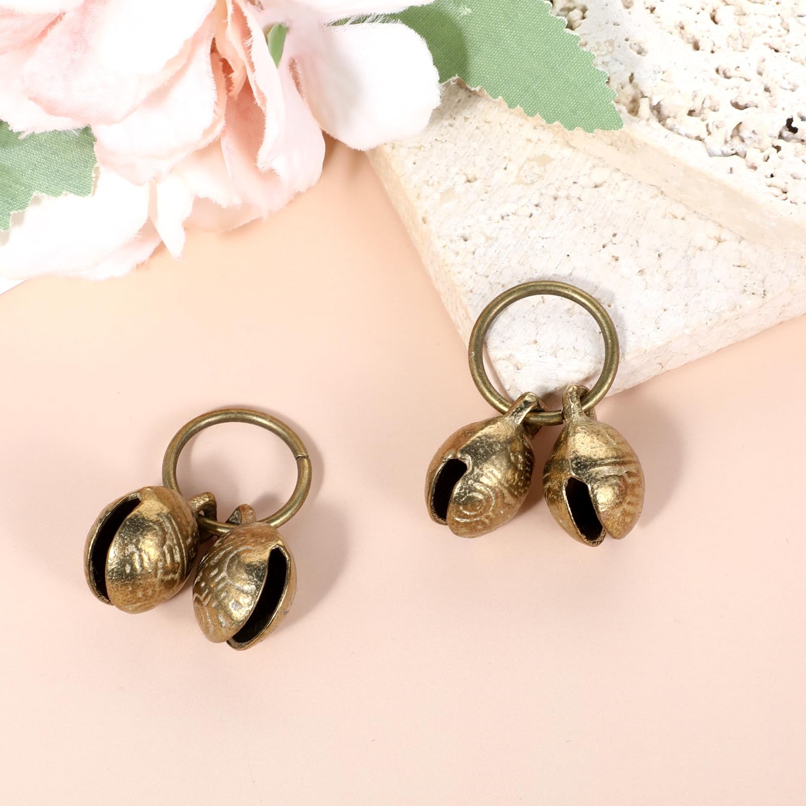 Styquenzer Copper Bell for Dog Collar, 4 PCS Brass Bells Small, brass
