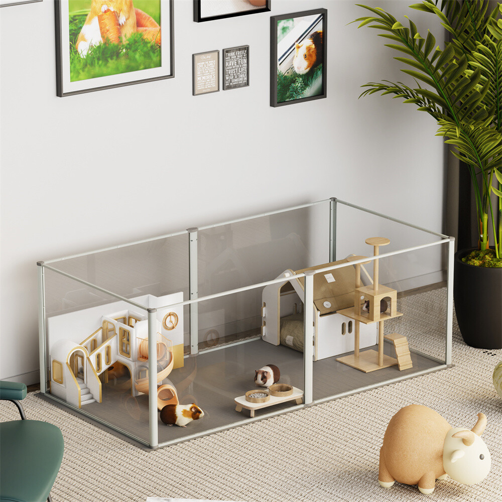 Acrylic Dog Whelping Box Pet Playpen Panel Fertility Pad Aviation Aluminum Frame