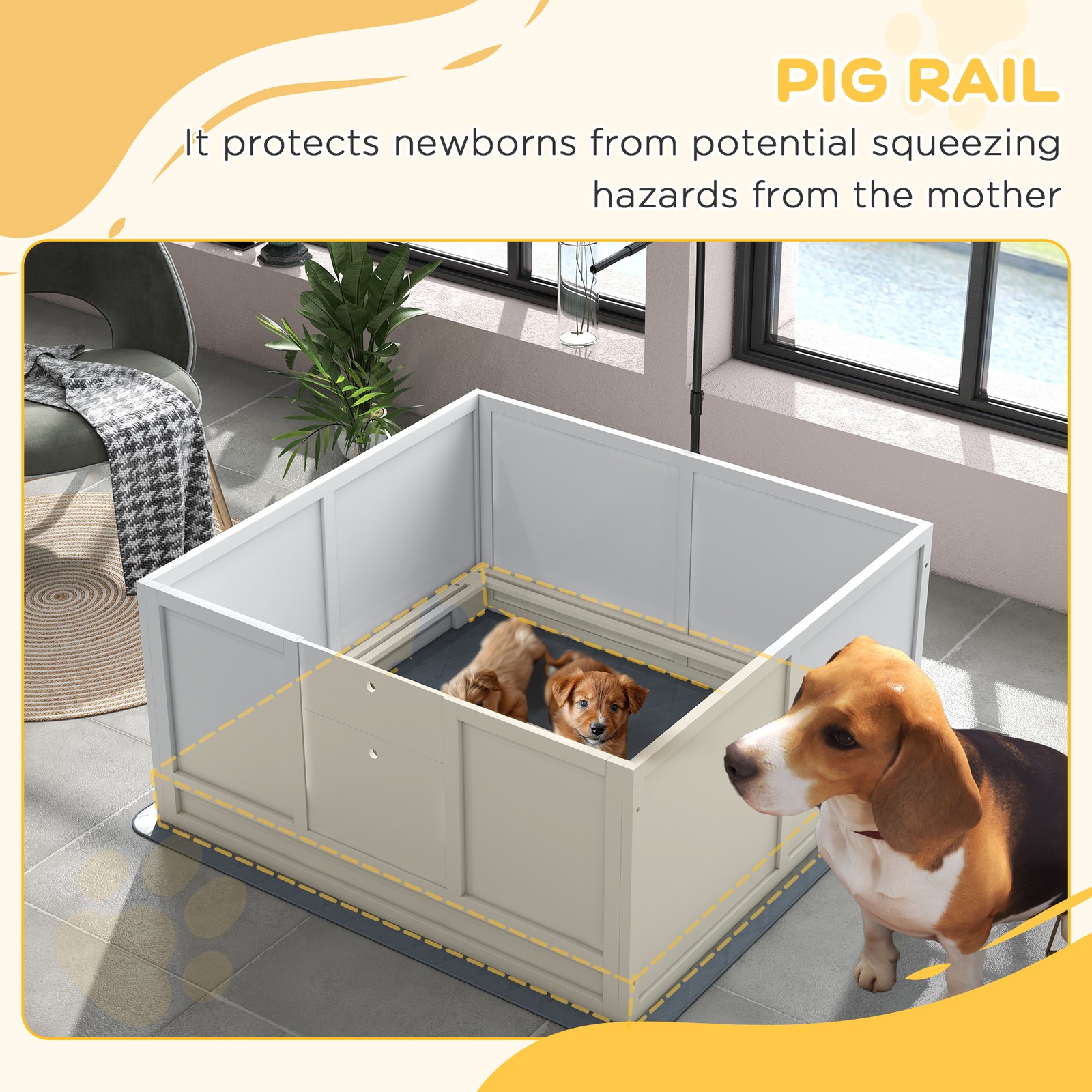 Whelping Box for Dogs with Pee Pad, Pet Playpen, 41″ x 39″