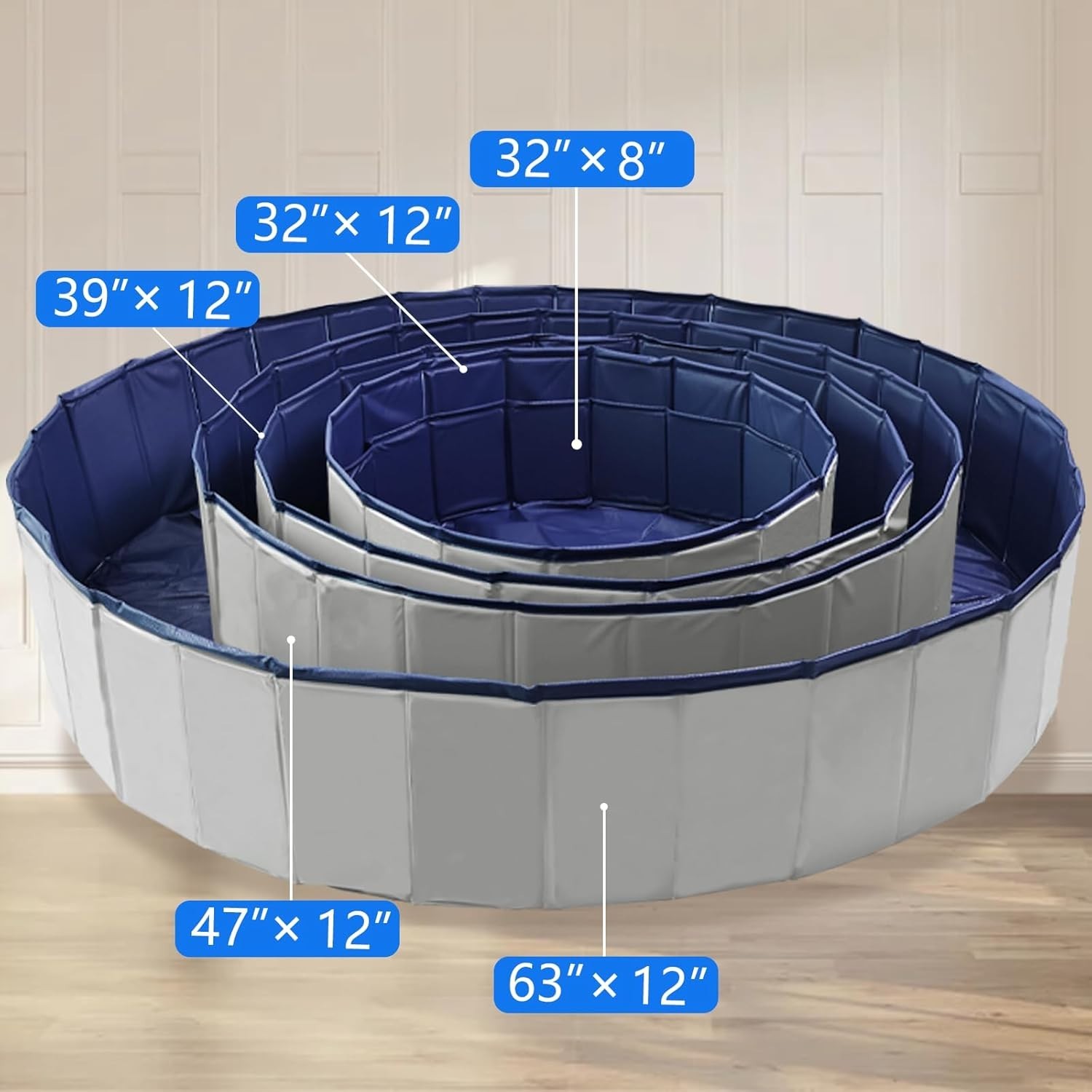 Grey 63″ Diameter Dog Whelping Box for Puppies – Heavy-Duty PVC Whelping Pen