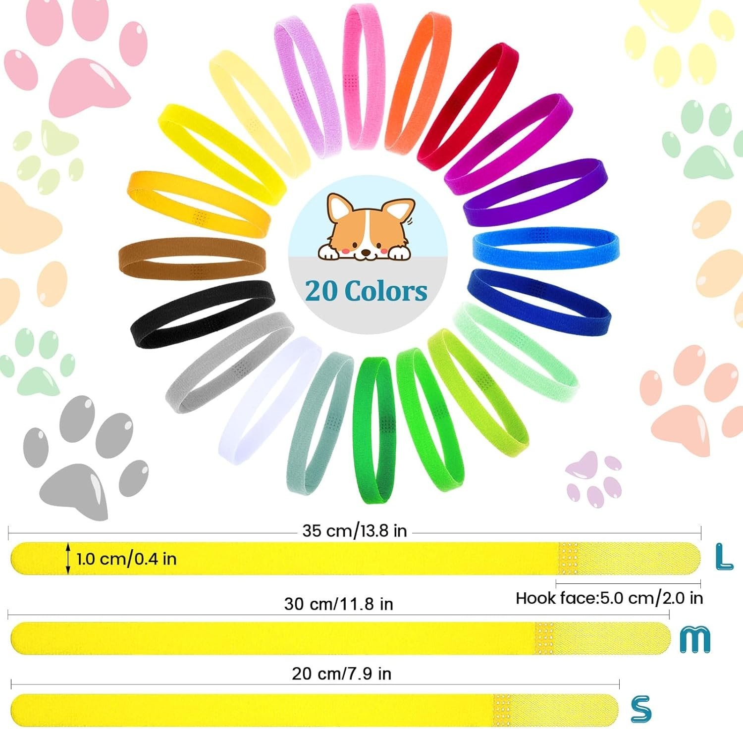 Soft Polyester Puppy Whelping Collars – 60 Multi-Size ID Bands for Dogs & Cats
