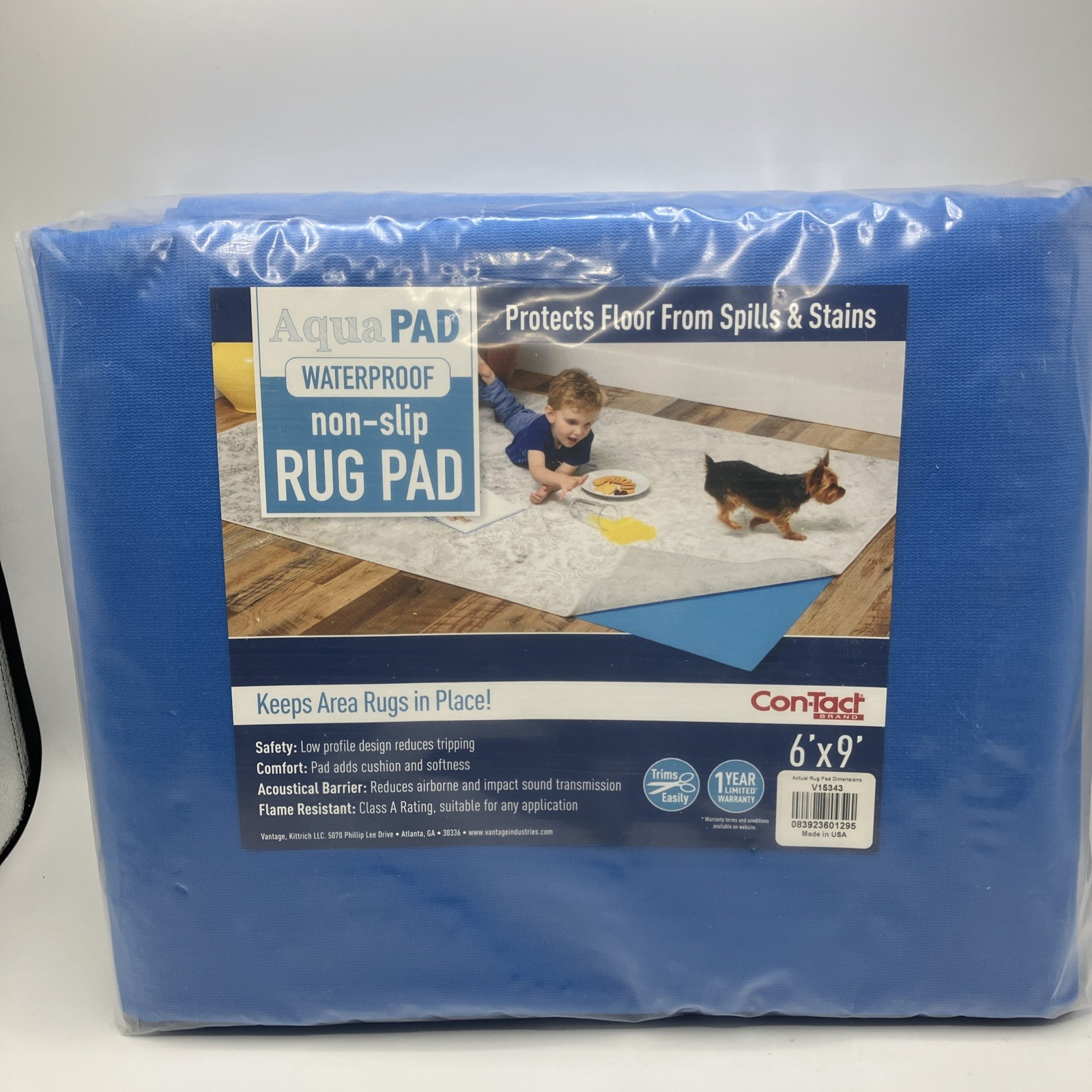 Aquapad waterproof nonstick Non-Slip Rug pad 6′ x 9′ Blue