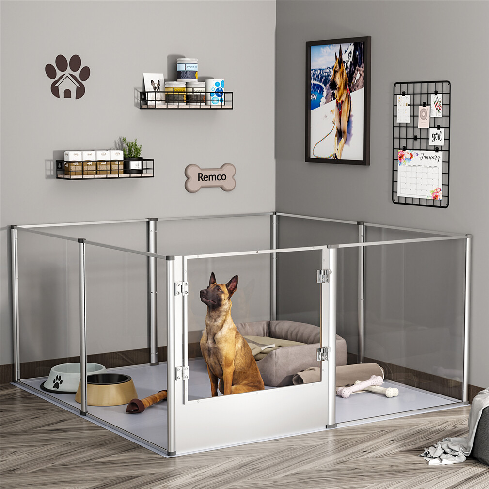 51.2″ Larger Acrylic Dog Playpens Whelping Enclosed Box Kennel Safe Fences House