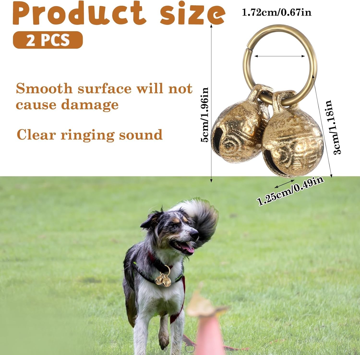 Copper Bell for Dog Collar, 4 PCS Brass Bells Extra Loud Collar Small