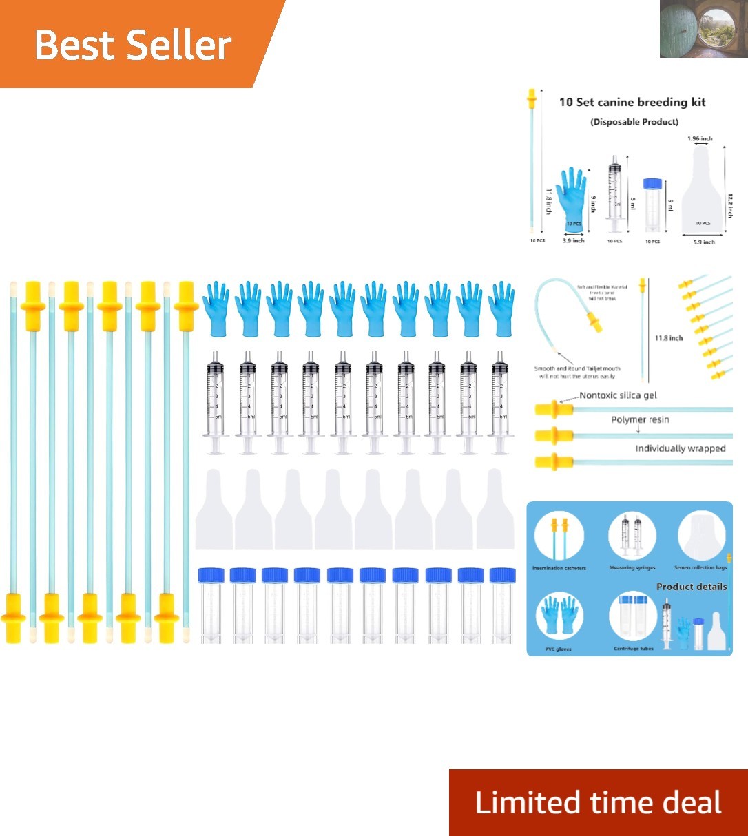 10-Piece Disposable AI Dog Breeding Kit for Safe and Effective Insemination