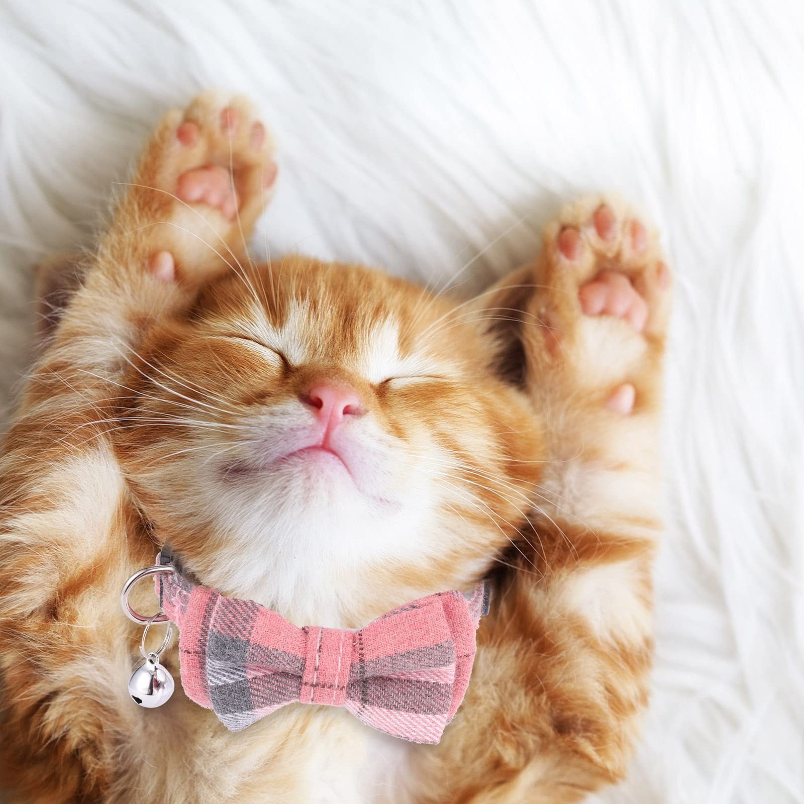 DragonflyDreams 6 PCS Cat Collars with Bow Tie and Bell,Cat Collars Plaid,Bre…