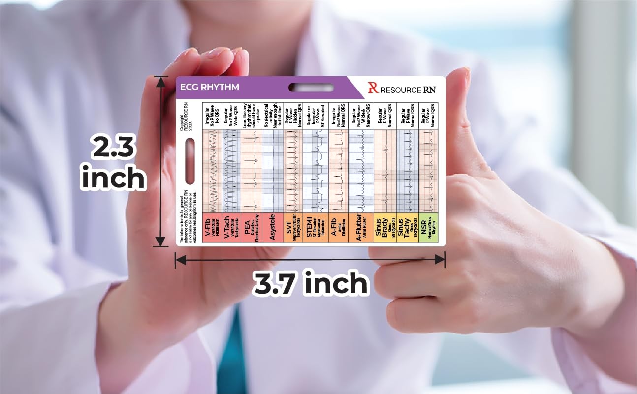 EKG Rhythm Interpretation Badge Card Quick Reference Guide ECG/EKG Rhythms