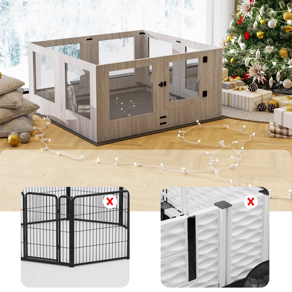 24” T Dog Cat Pen/ Whelping Box Fence Transparent Playpen Indoor Dog House