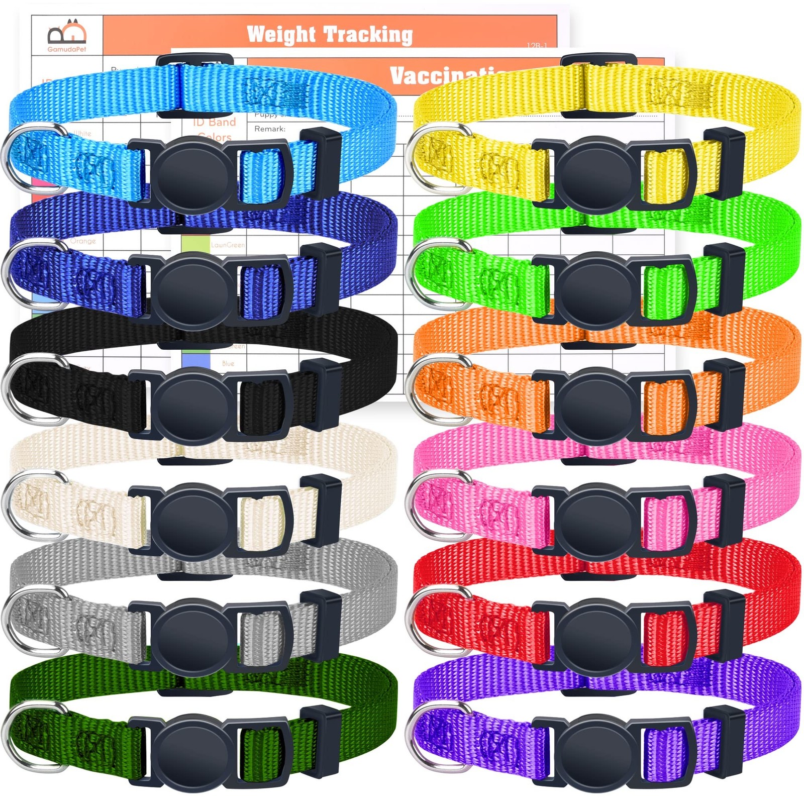 GAMUDA Puppy ID Collars – Super Soft Nylon Whelping Set – Adjustable Breakawa…