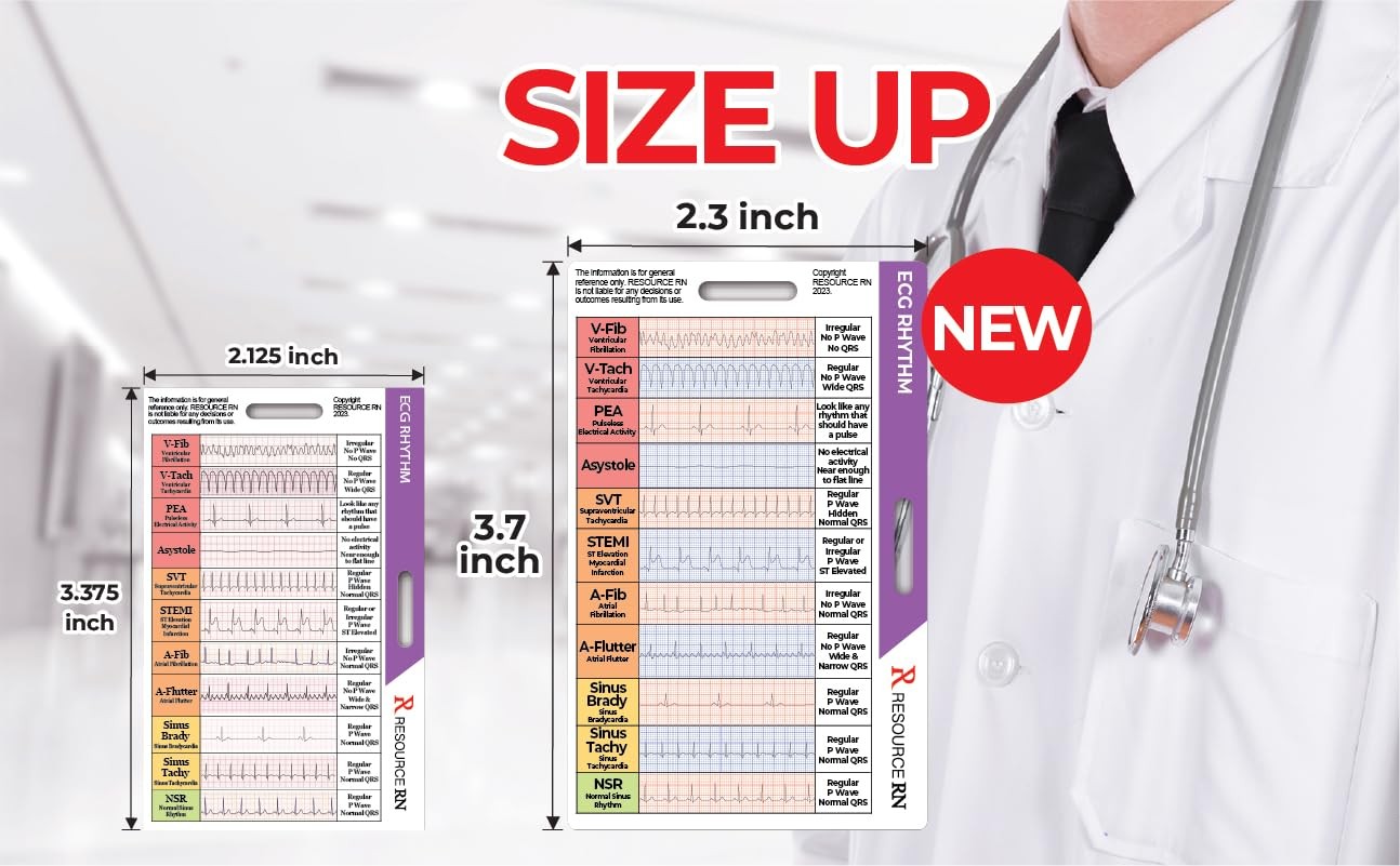 EKG Rhythm Interpretation Badge Card Quick Reference Guide ECG/EKG Rhythms