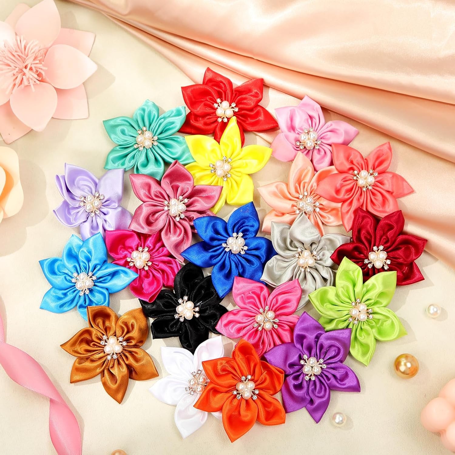 Reginary 20 Pcs Dog Collar Flowers, Pet Flower Bow Ties Multi multicolor