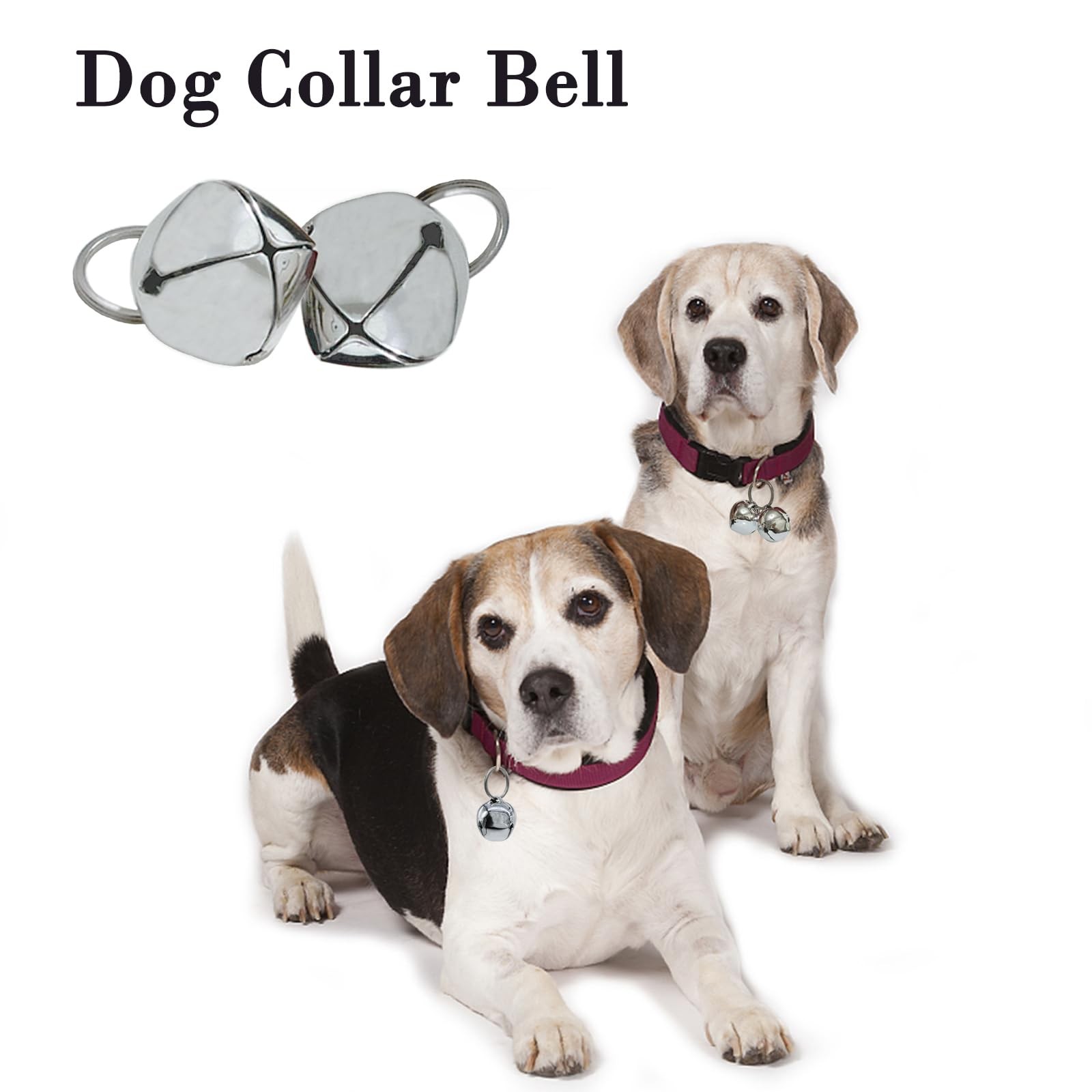 IVIA PET Large Dog Bells, Collar Loud Pet Tracker 30mm x 33mm, Silver