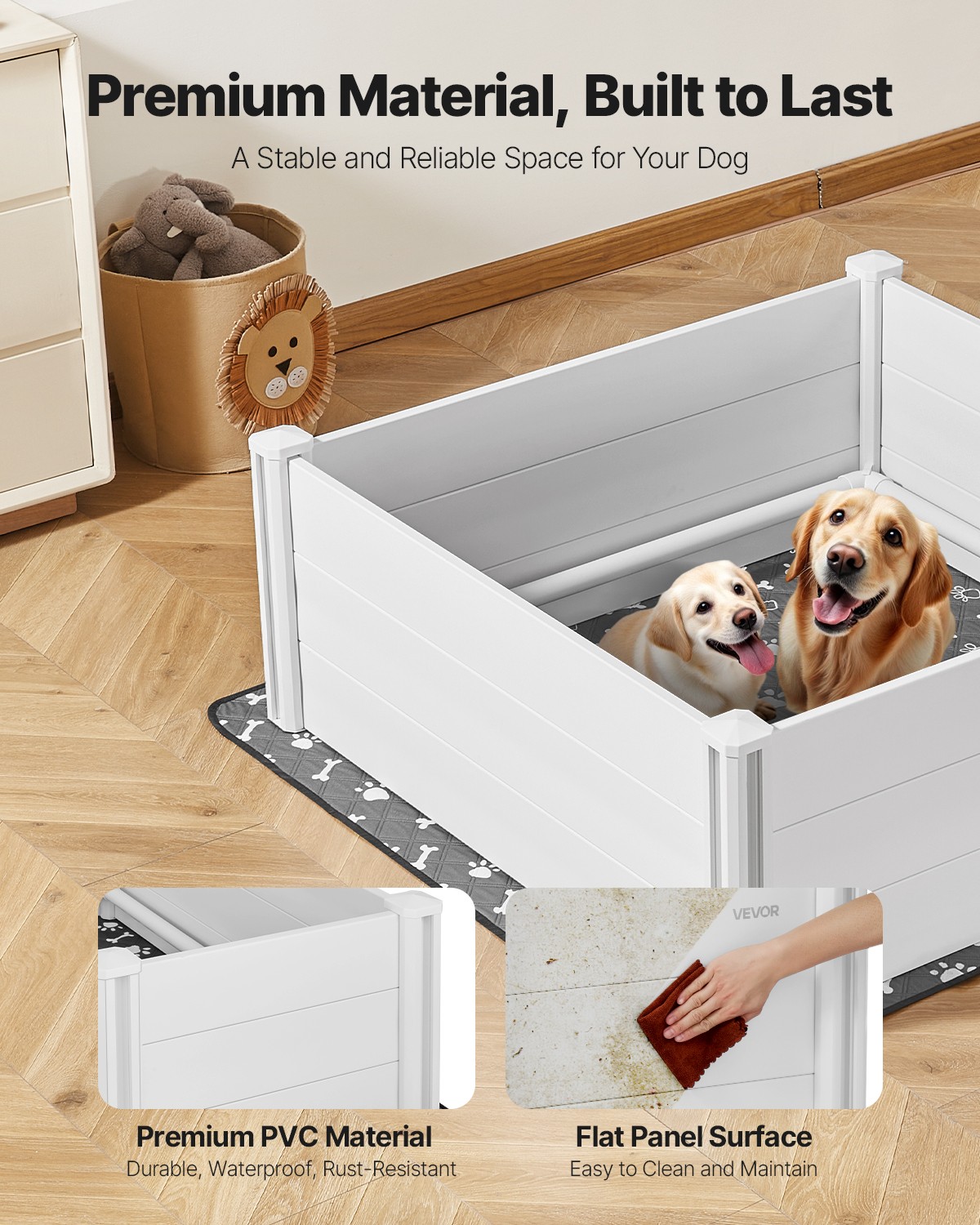 VEVOR Dog Whelping Box 48 x 48 x 18.1 in Height Adjustable Door for Large Dogs
