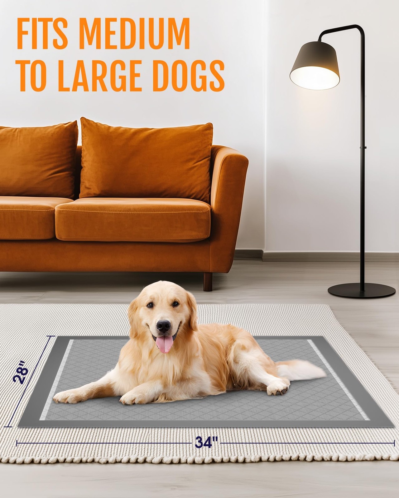 Powools Charcoal Puppy Pads – 50 Packs, 34″×28″ Ultra-Large Puppy Pads, Odo