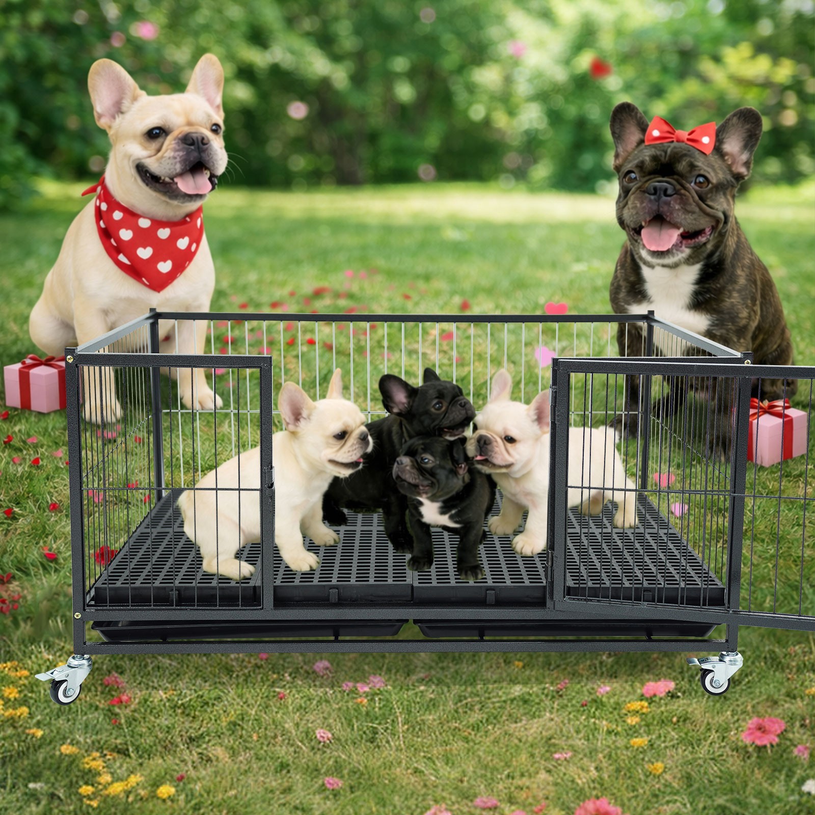 Taller Heavy Duty Dog Whelping Box Puppy Playpen, 43″ Stackable Metal Dog Crate