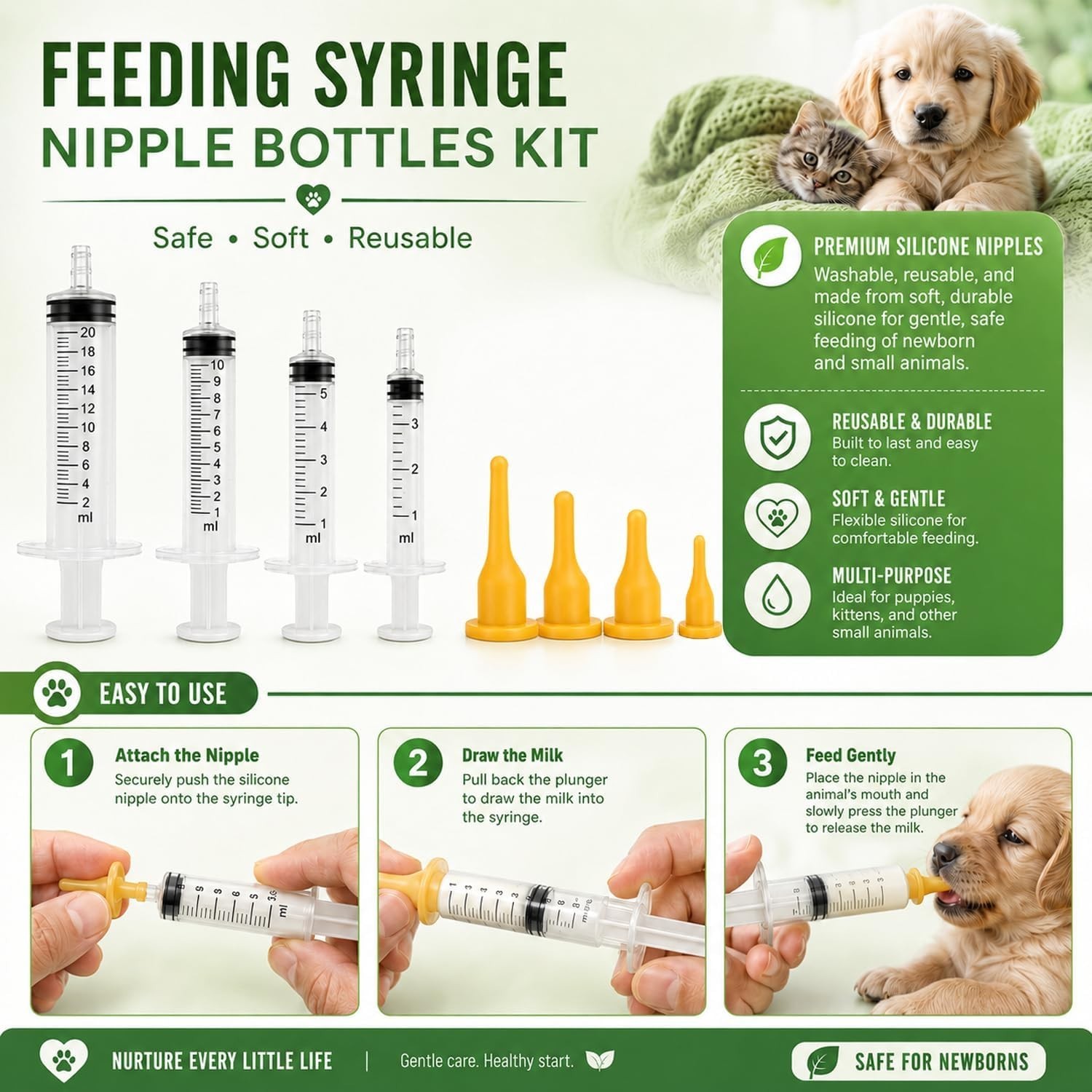 All-in-One Whelping Supplies Kit for Puppies and Kittens – 15.7 Oz of Essentials